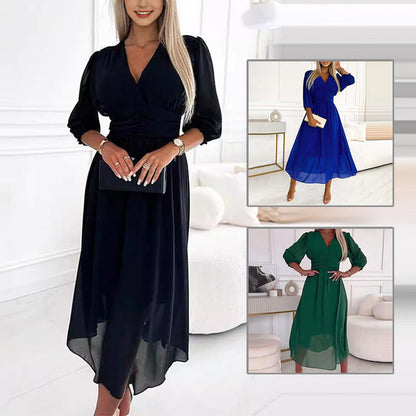 Vrouwen Lichtgewicht Chiffon Elegante Fit Midi Zomerjurk - Amira