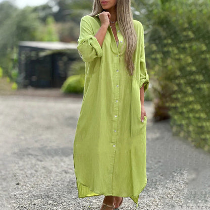 Vrouwen Luchtige knoopsluiting en Split 's Maxi Zomerjurk - Juna
