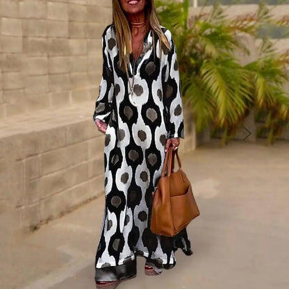 Stijlvolle Zomerse Maxi Jurk met Print en V-hals