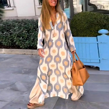 Stijlvolle Zomerse Maxi Jurk met Print en V-hals