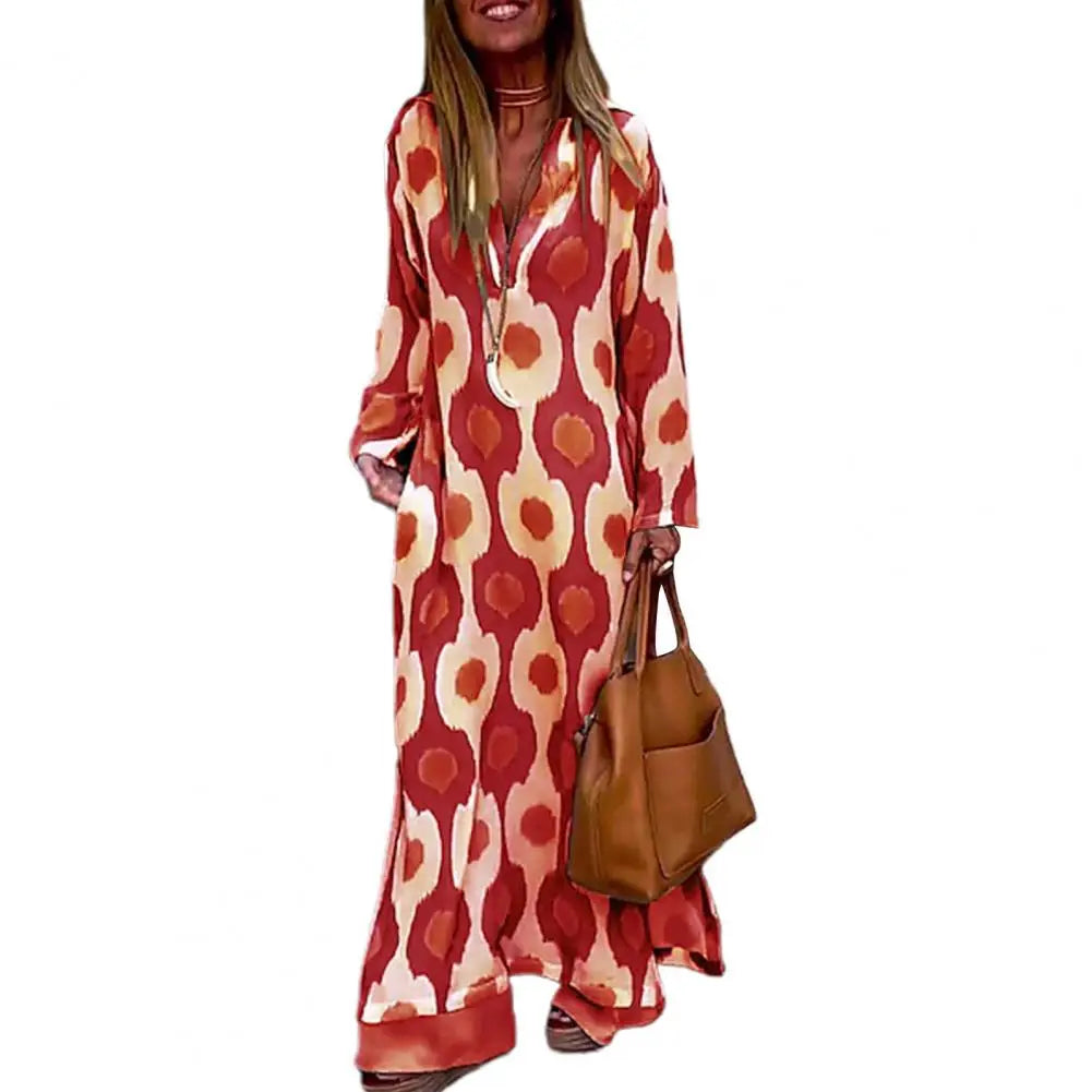 Stijlvolle Zomerse Maxi Jurk met Print en V-hals