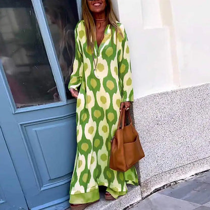 Stijlvolle Zomerse Maxi Jurk met Print en V-hals