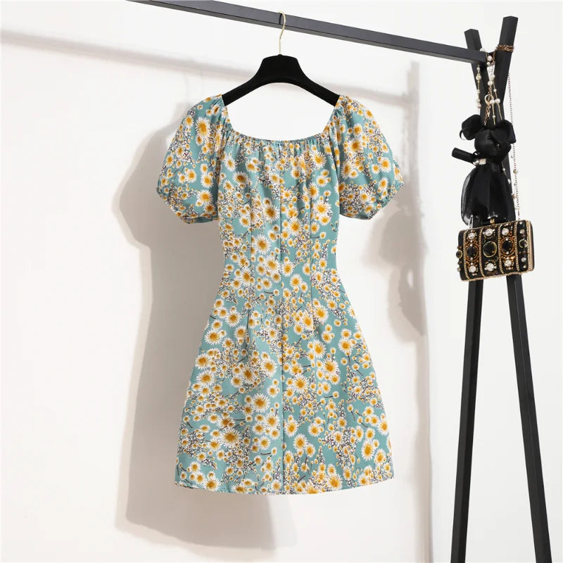 Zomerse Bloemen Chiffon Mini Jurk