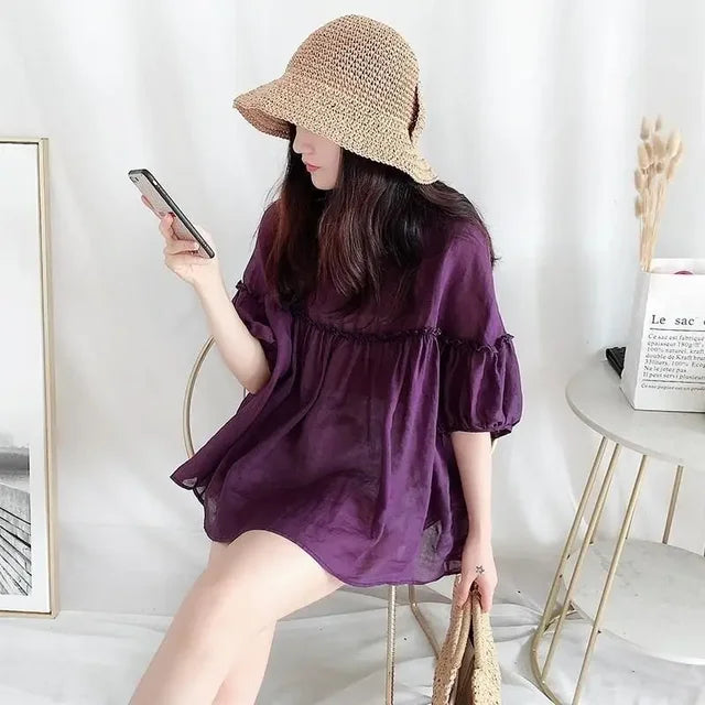 Elegante Koreaanse Stijl Zomerblouse