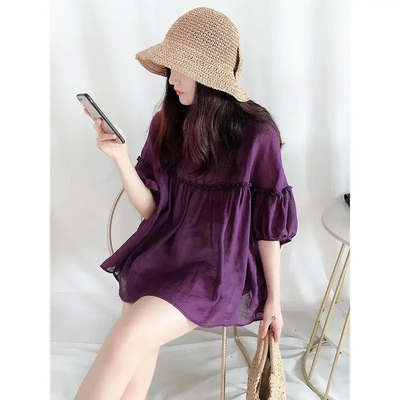 Elegante Koreaanse Stijl Zomerblouse