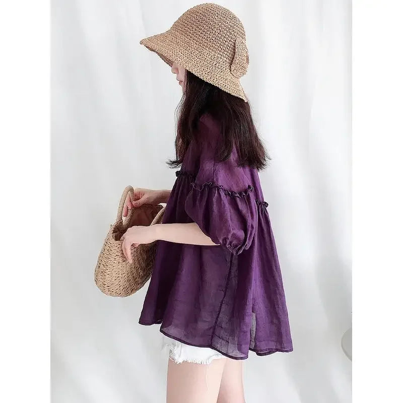 Elegante Koreaanse Stijl Zomerblouse