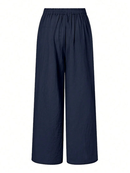 Damesmode Elastische Taille Wijde Pijpen Broek