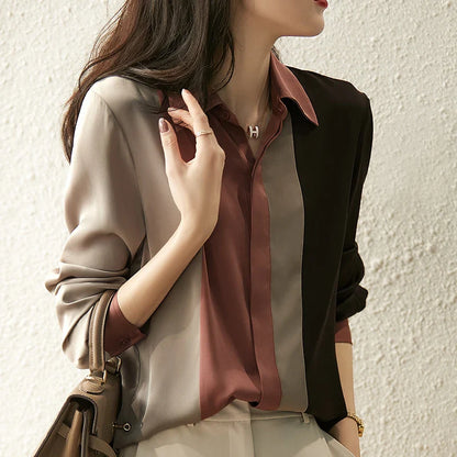 Vintage Satijnen Knoopblouse voor Vrouwen