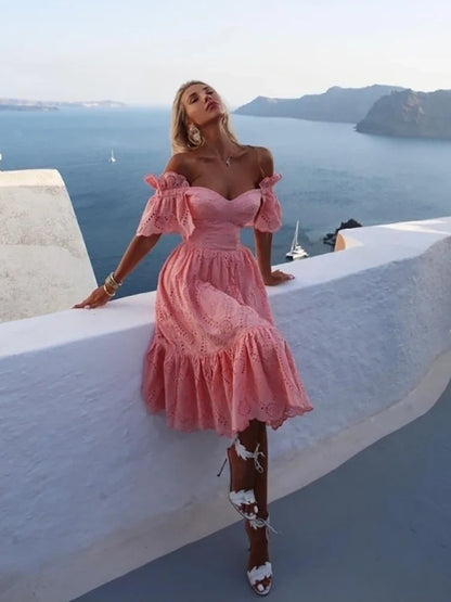 Saphira Vrouwen Sexy Off Shoulder Kant Lange Jurk