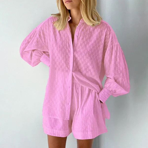 Vrouwelijke Zomeroutfit Blouse en Shorts Ademend en Chic - Mode Vibes