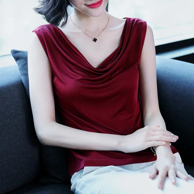 Stijlvolle Viscose Drape Neck T-shirt - Comfortabel en Trendy!