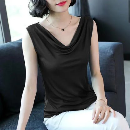 Stijlvolle Viscose Drape Neck T-shirt - Comfortabel en Trendy!