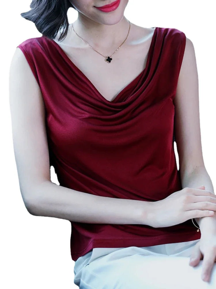 Stijlvolle Viscose Drape Neck T-shirt - Comfortabel en Trendy!