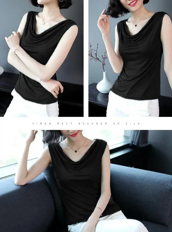Stijlvolle Viscose Drape Neck T-shirt - Comfortabel en Trendy!