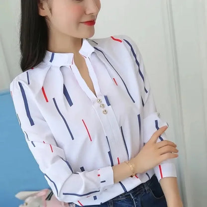 Gestreepte Witte Blouse voor Dames