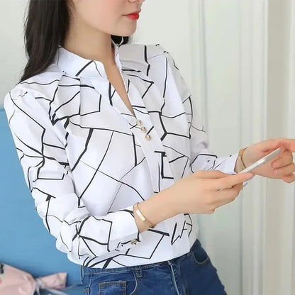 Gestreepte Witte Blouse voor Dames
