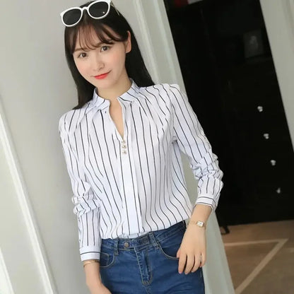 Gestreepte Witte Blouse voor Dames