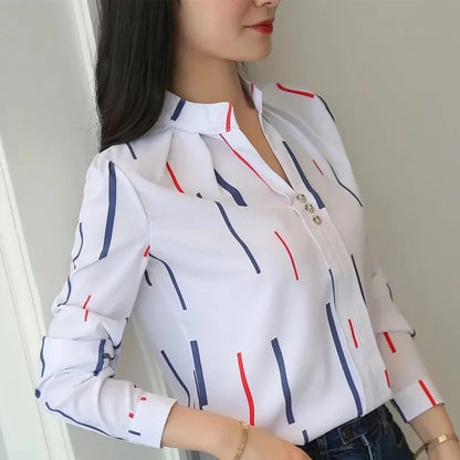 Gestreepte Witte Blouse voor Dames