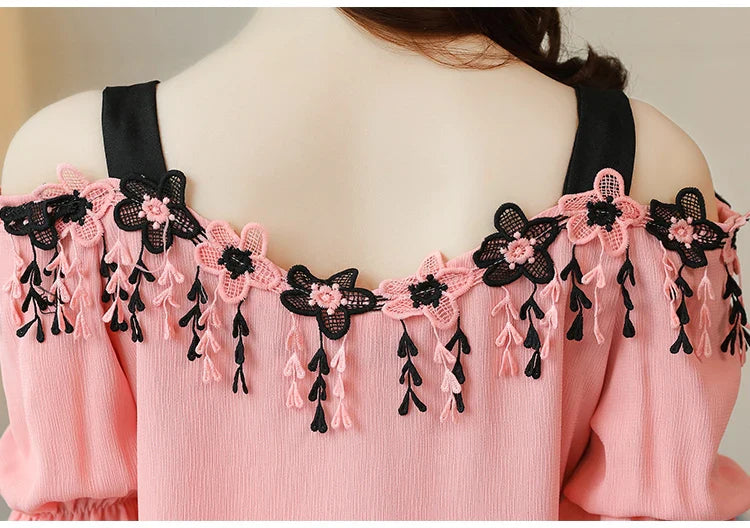 Glimmende Berg Zomerse Chiffon Damesblouse