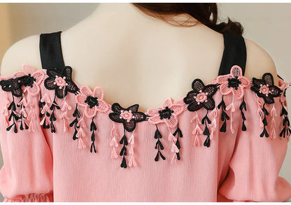 Glimmende Berg Zomerse Chiffon Damesblouse