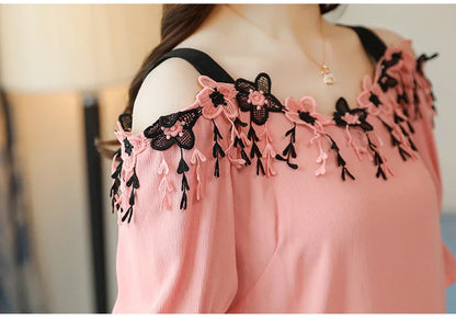 Glimmende Berg Zomerse Chiffon Damesblouse