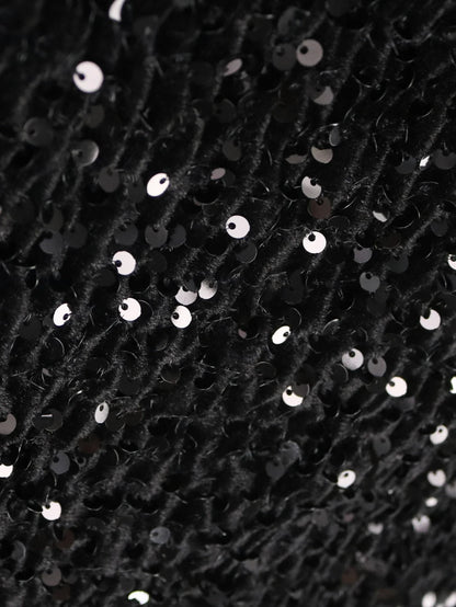 Betoverende Zwarte Fluweel Sequin Jurk voor Feestelijke Vrouwen