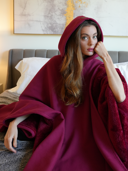 Fleece Poncho met Capuchon Luxe Warm en Zacht