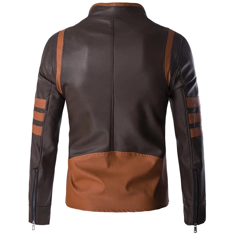 Heren Leren Jack Vintage Retro Look met Strepen
