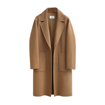 Dames Lange Wolmix Wintermantel Warm en Stijlvol - Mode Vibes