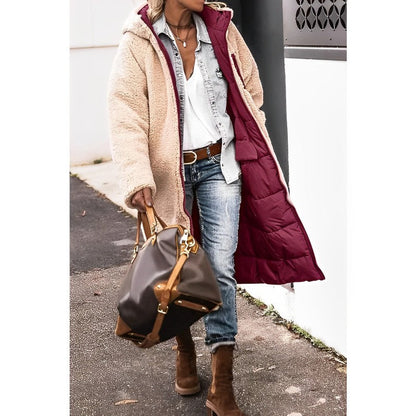 Dames Winterjas Lange Teddyvoering Warm en Stijlvol