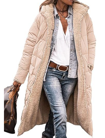 Dames Winterjas Lange Teddyvoering Warm en Stijlvol
