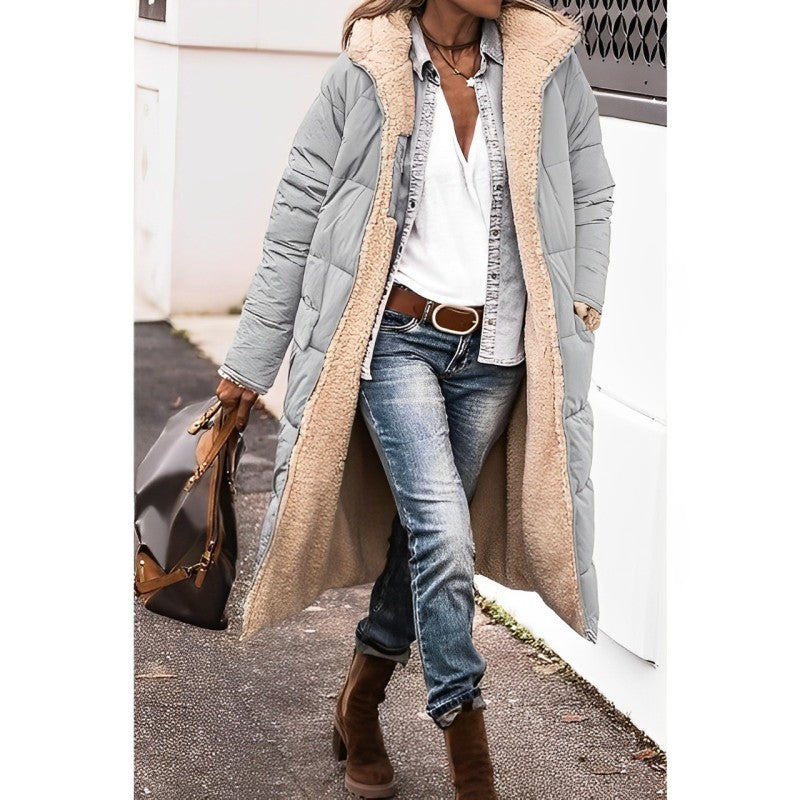 Dames Winterjas Lange Teddyvoering Warm en Stijlvol