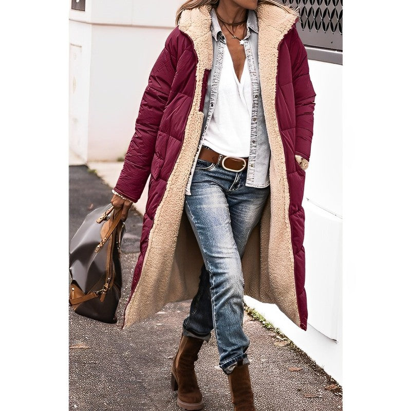 Dames Winterjas Lange Teddyvoering Warm en Stijlvol