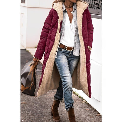 Dames Winterjas Lange Teddyvoering Warm en Stijlvol