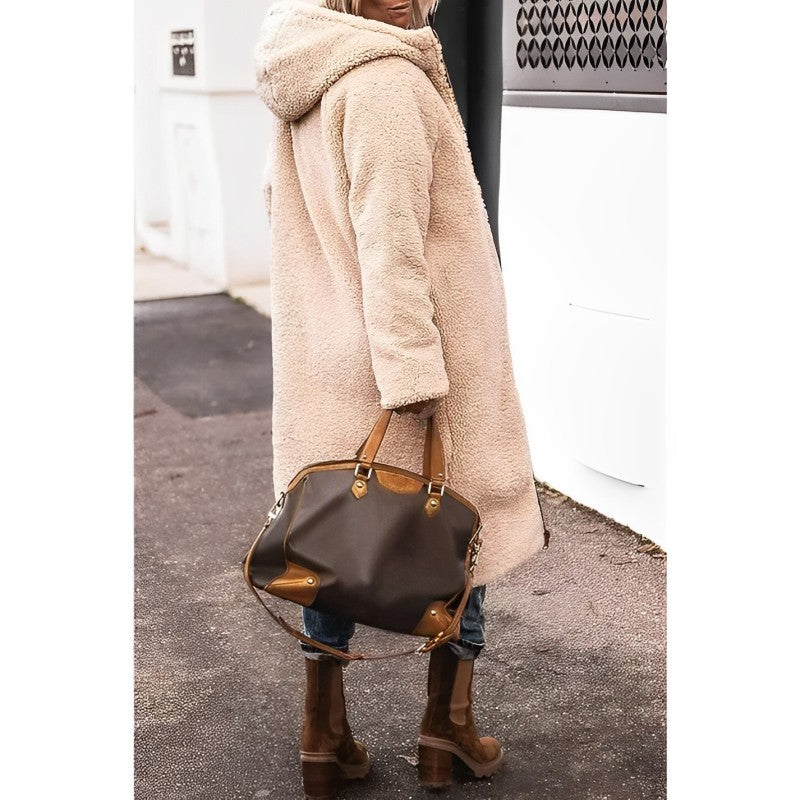 Dames Winterjas Lange Teddyvoering Warm en Stijlvol