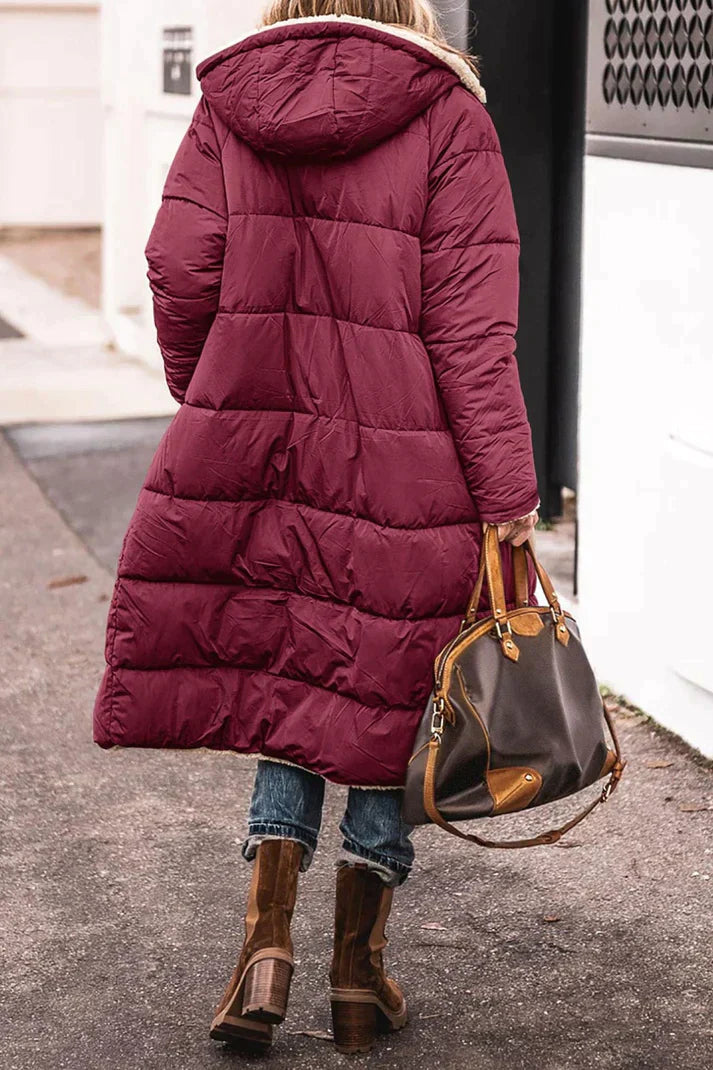 Dames Winterjas Lange Teddyvoering Warm en Stijlvol