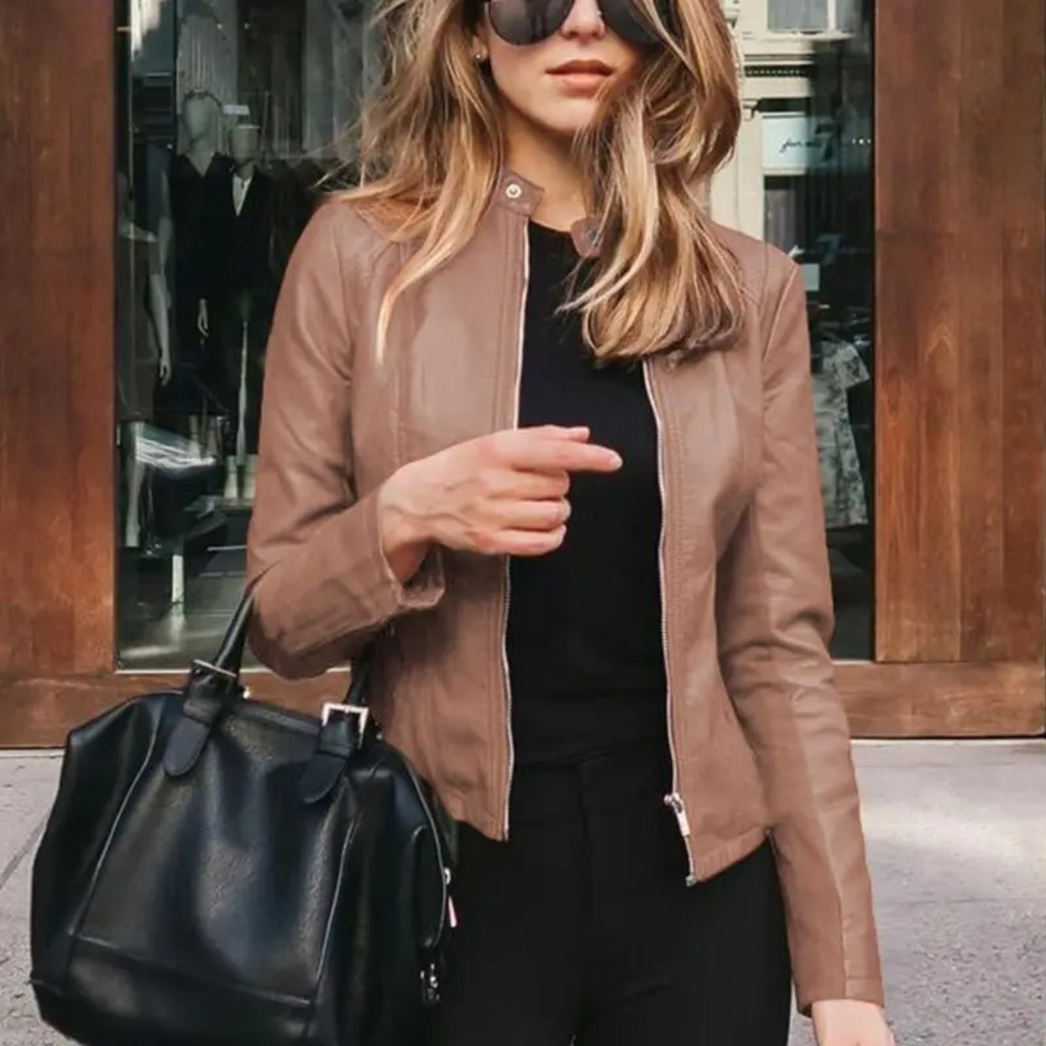 Dames Motorjas Kunstleer Edgy Look - Mode Vibes