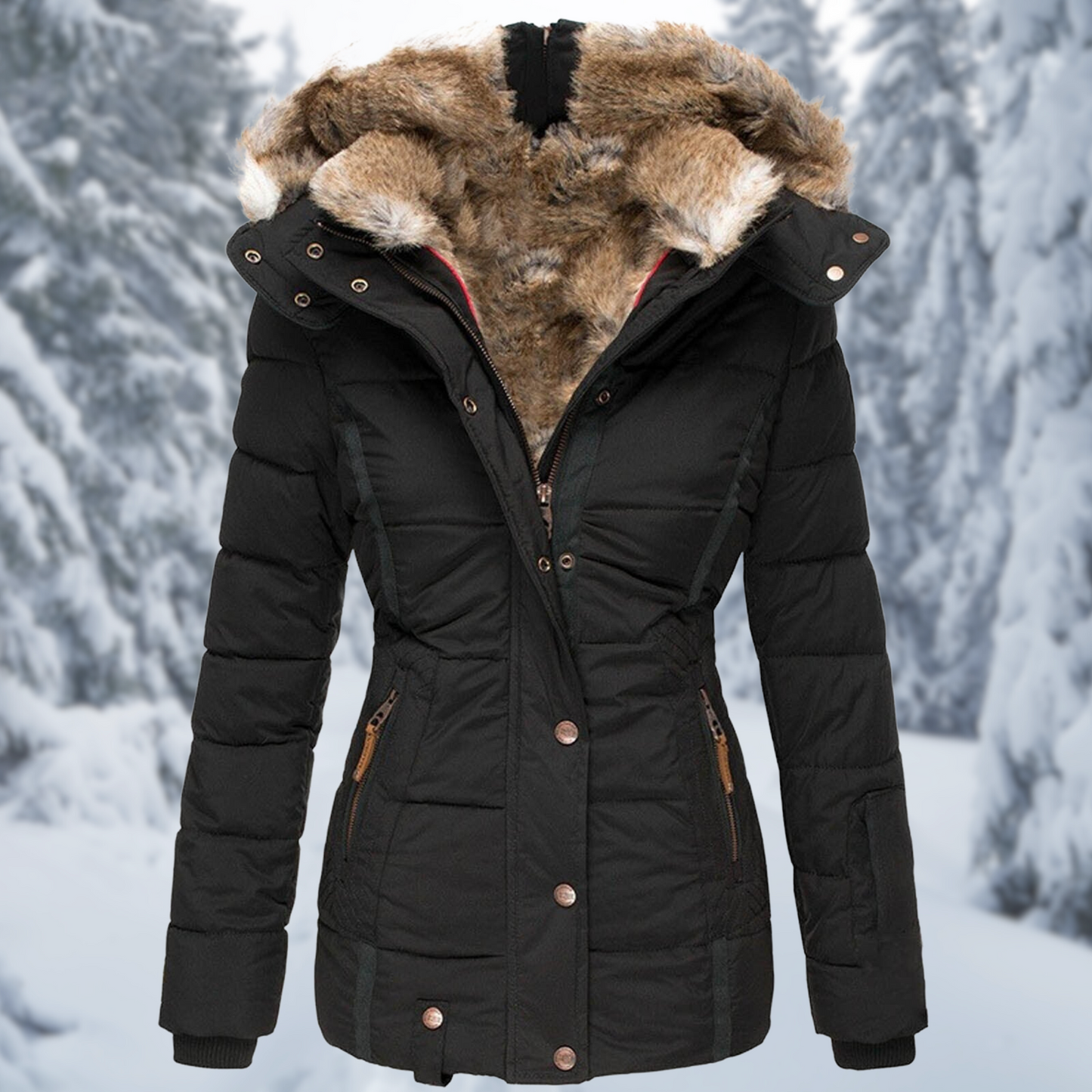 Wendy Dames Winterjas | Elegante Bontcapuchon, Comfortabel en Stijlvol 6