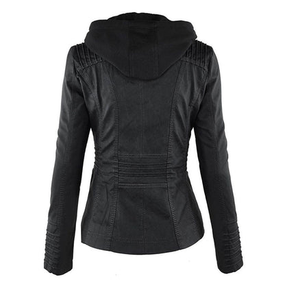 Wendy Damesjack | Zwart Leren Damesjack met Capuchon, Casual 5