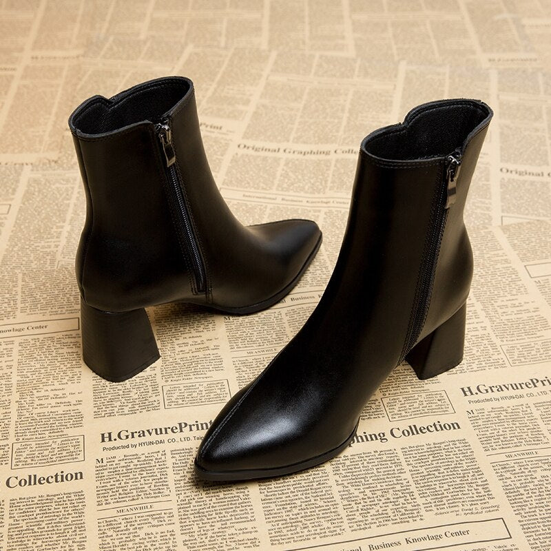 Dameslaarzen Zwarte Slanke Stijl Elegante Schoenen - Mode Vibes