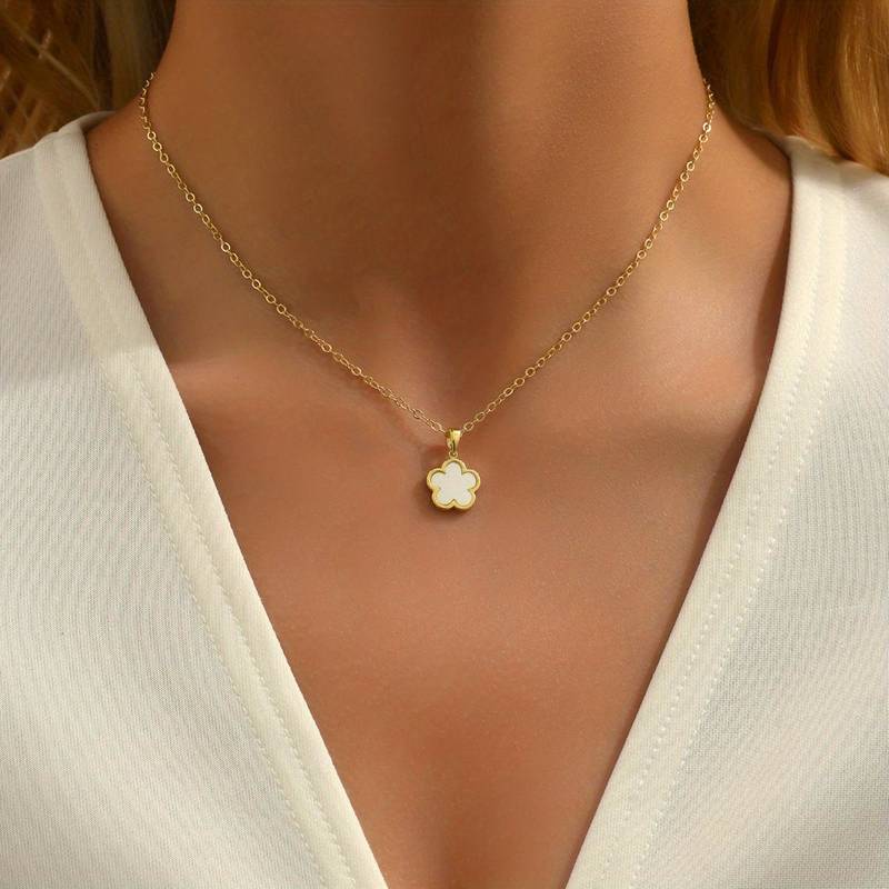 Fiora Bloemenketting Gelukstalisman Zilver - Mode Vibes