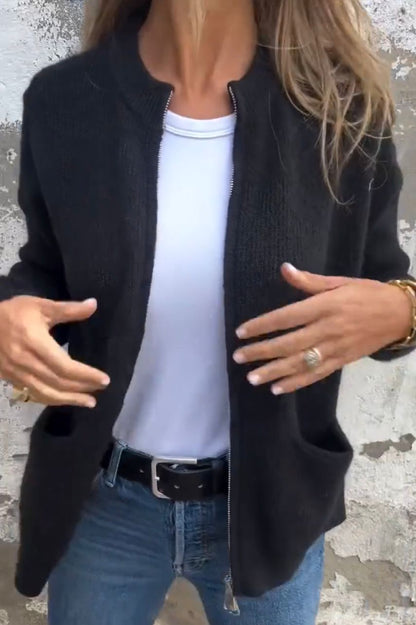 Dames Vest Gebreid met Ritssluiting Zwart