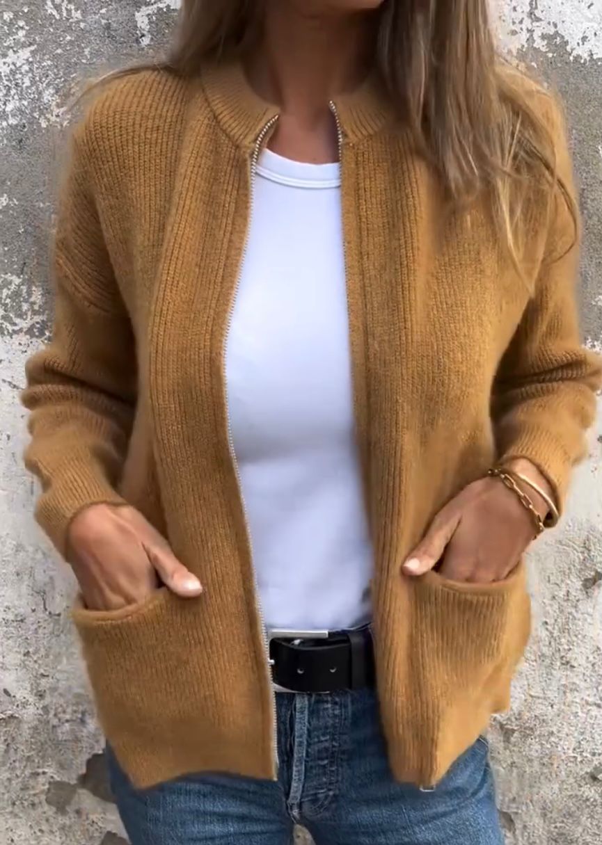 Dames Vest Gebreid met Ritssluiting Zwart