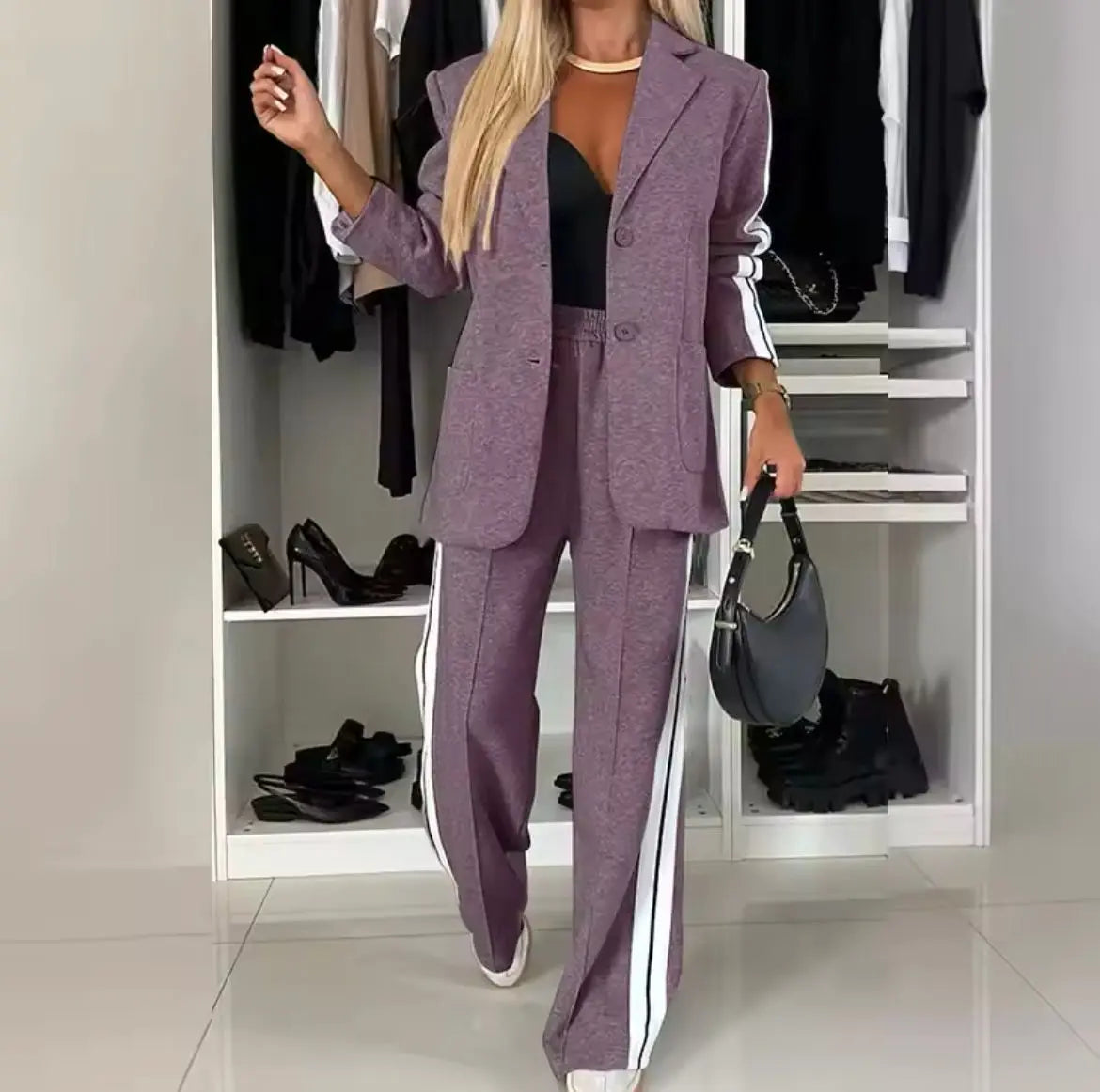 Dames Blazer Set Stijlvol Leer