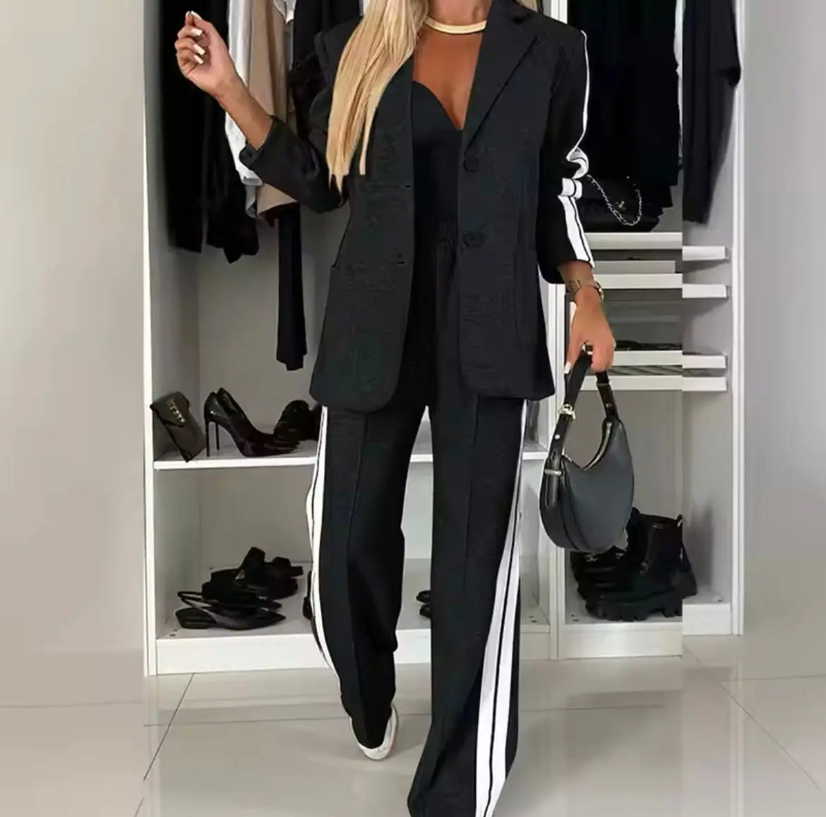 Dames Blazer Set Stijlvol Leer