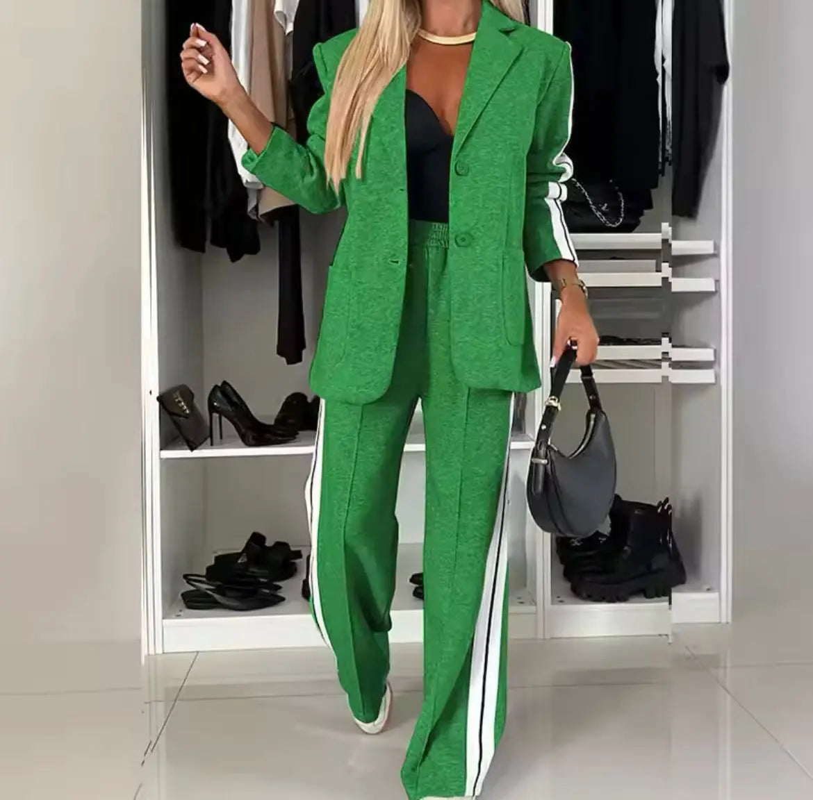 Dames Blazer Set Stijlvol Leer