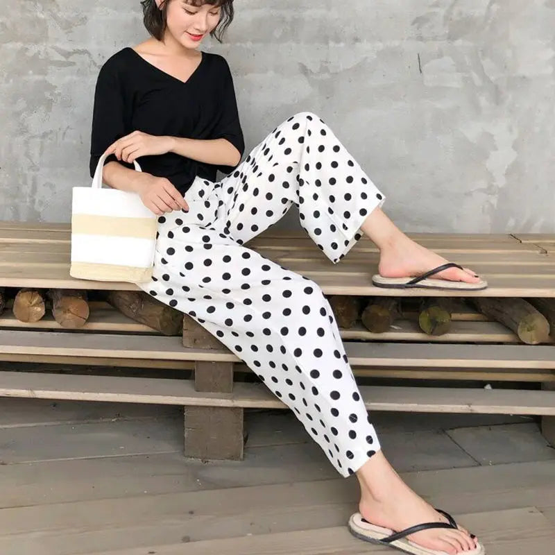 Mode Express Polka Dot Wijde Pijpen Broek