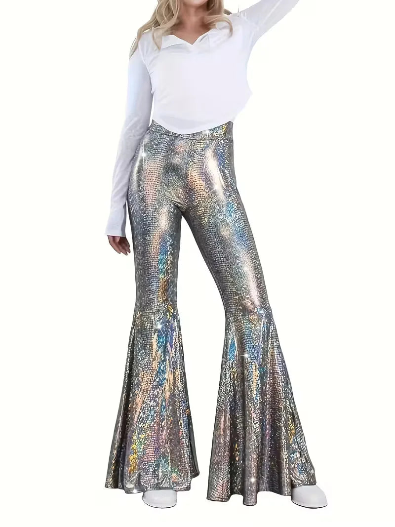 Feestbroek Wijd Met Holografische Glans - Mode Vibes