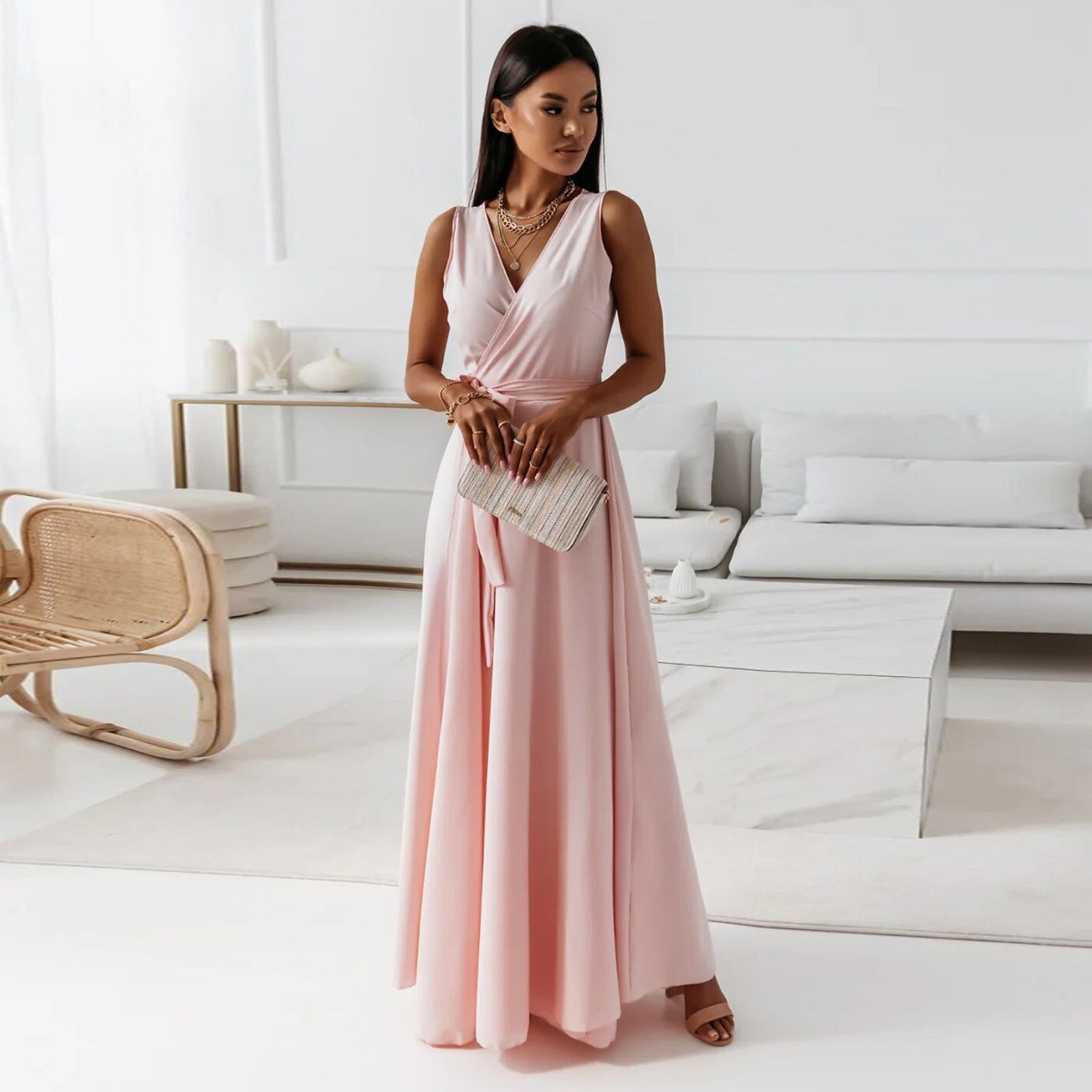 Dames Maxi Jurk Donkergroen Lange Elegante Jurk - Mode Vibes