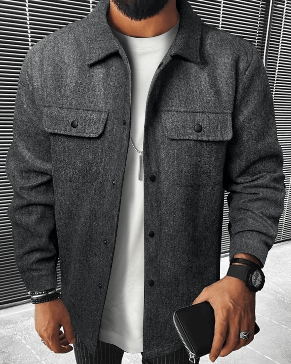 Heren Shacket Casual Met Borstzakken